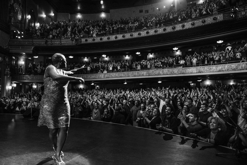 Sharon Jones performs at the Beacon Theater in Barbara Kopple's MISS SHARON JONES!, playing at the 59th San Francisco International Film Festival, April 21st - May 5th, 2016.Jacob Blickenstaff, 2014, courtesy of San Francisco Film Society